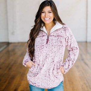 Frosted Burgundy Sherpa Pullover